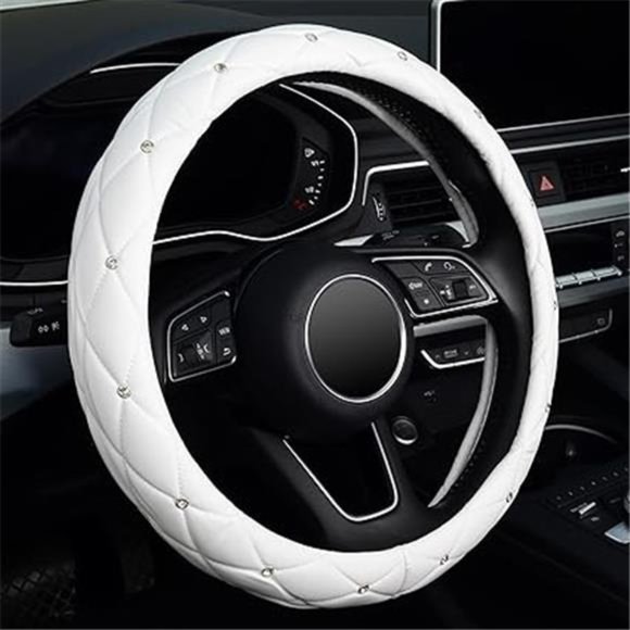 Diamond Soft Leather Steering Wheel Cover with Bling Bling Crystal Rhinestones - Picture 5 of 5